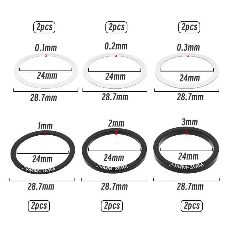 12pcs Bicycle Carrier Seal 24mm Bottom Spacer Bottom Bracket Washers