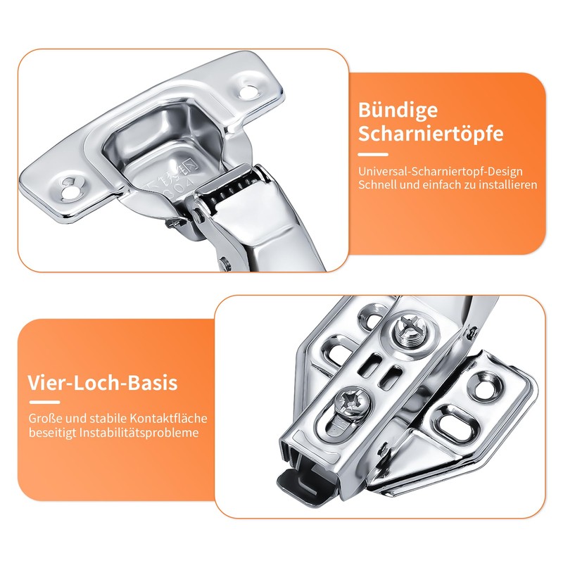 Bohaner 4 Pcs 165 Degree Corner Cabinet Hinges with Damper