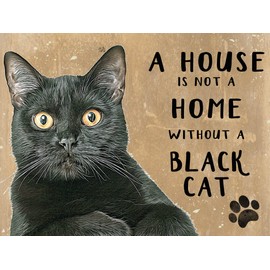 Small (150 x 200mm) Metal Sign - A House is Not a Home - Black Cat