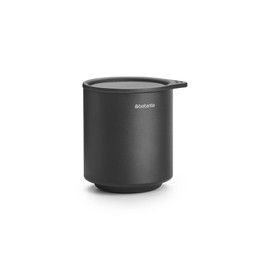 Brabantia - Mindset Storage Pot - Ideal for Organising Small Items - Hygienic Soft-Touch Lid - Corrosion Resistant - Easy to Clean - Bathroom Accessory - Infinite Grey - 9.5 x 8 x 9.5 cm