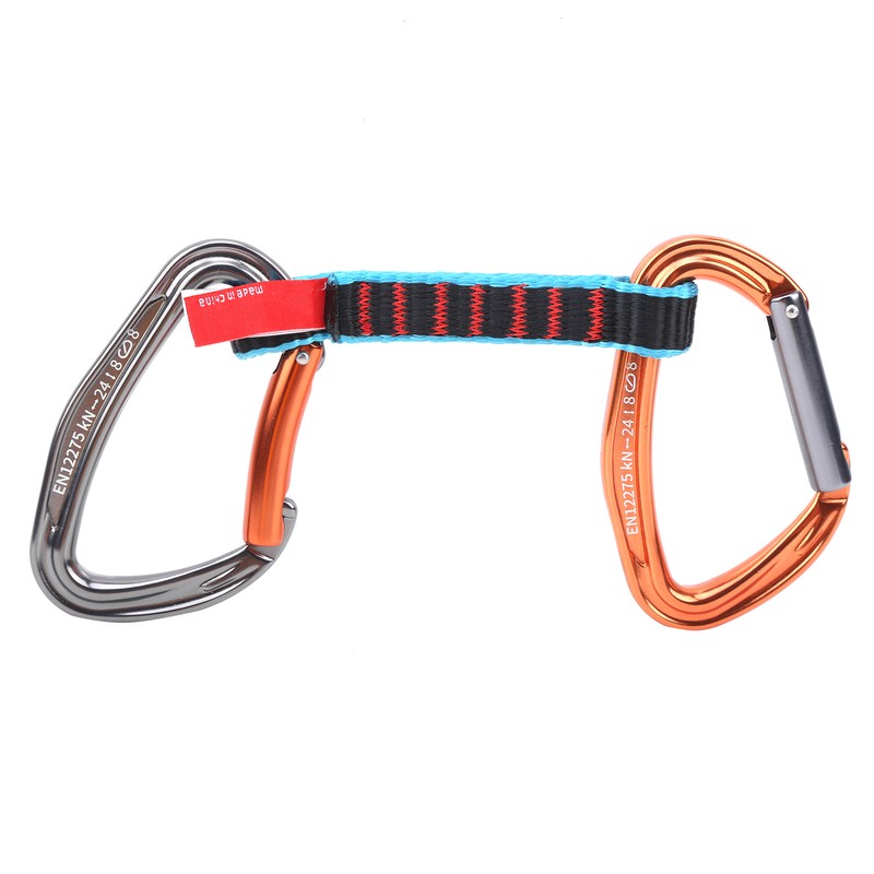 Outdoor Climbing Protection Quickdraw Nylon Flat Belt Carabiner Straight Curved