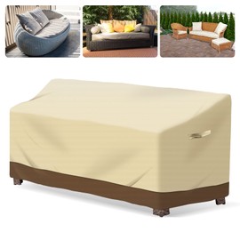 LAMA 3-Seater Heavy Duty Patio Bench Loveseat Cover, 76"W x 32.5"D x 33"H Patio Furniture Sofa Cover, Windproof Lawn Patio Furniture Covers with Handle, Beige (Medium -76"W x 32.5"D x 33"H)