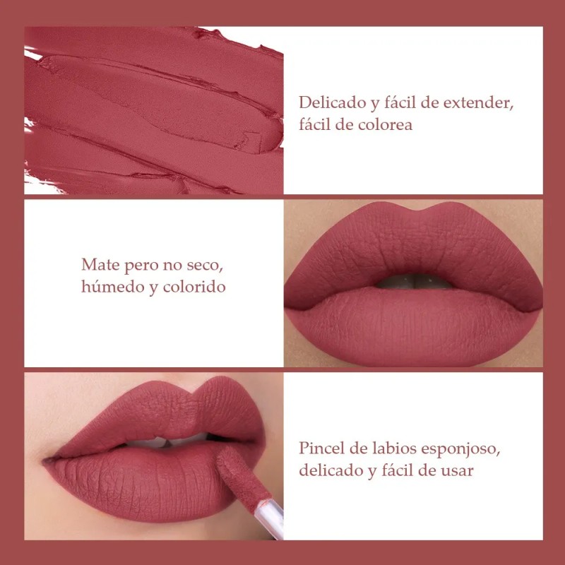 Set De 6 Labiales Handaiyan Lápiz Labial Color Rojo Mate