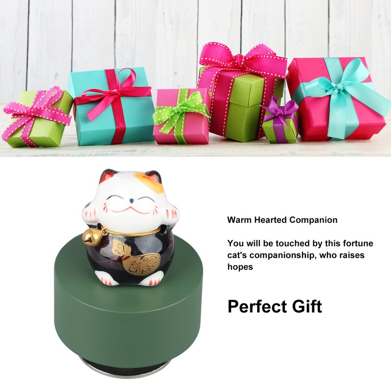 Music Box Round Shape Fortune Cat Style Pleasing Melody Exquisite