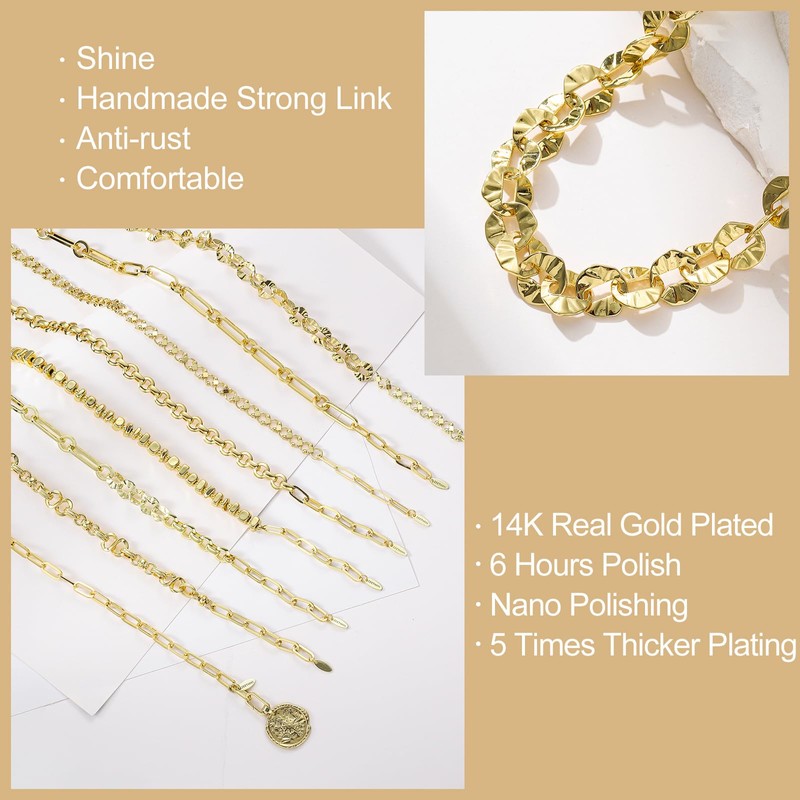 ZEETNIVI Chunky Necklace Layered Gold Choker For Women Stackable Statment