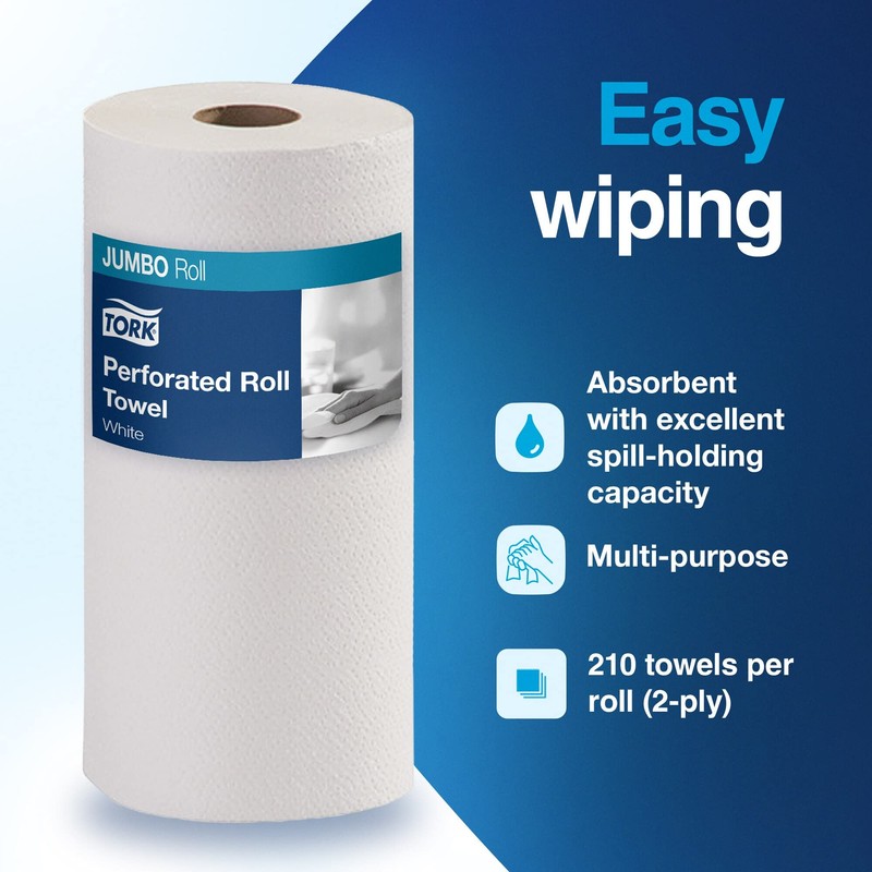 Universal Perforated Towel Roll, Two-Ply, 11 x 9, White, 210/Roll