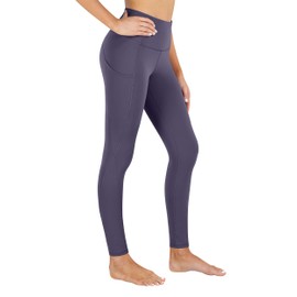 PHISOCKAT High Waist Yoga Pants Women with Pockets, Leggings for Women Tummy Control, Workout Leggings Light Purple
