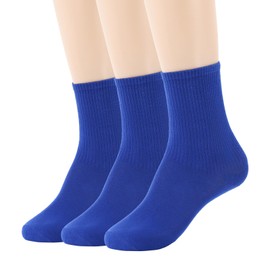 Remorty Womens Colorful Basic Sock -Unique Knit Cotton Crew Socks 3 Pack (royal blue)