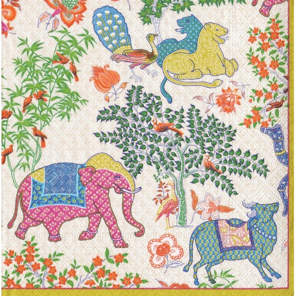 Caspari Entertaining Le Jardin De Mysore Cocktail Napkins, Box of