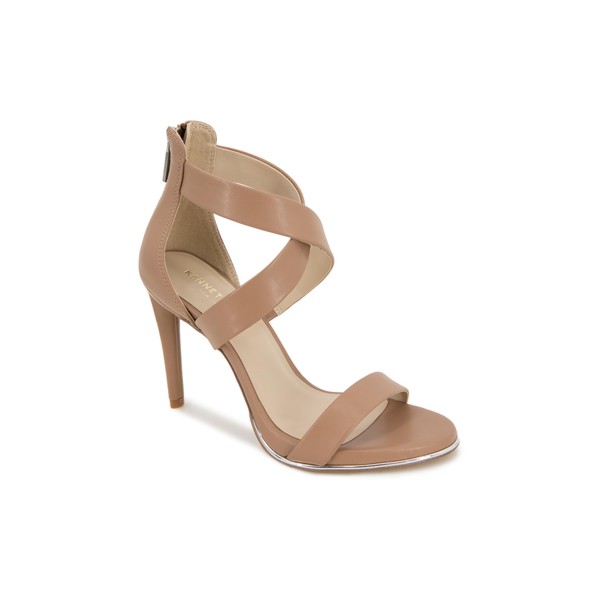 Kenneth Cole Women's Brooke Cross Heeled Sandal, Latte, Numeric_9