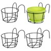 Leoenir 4 Pack Round Hanging Railing Planters - Metal Flower