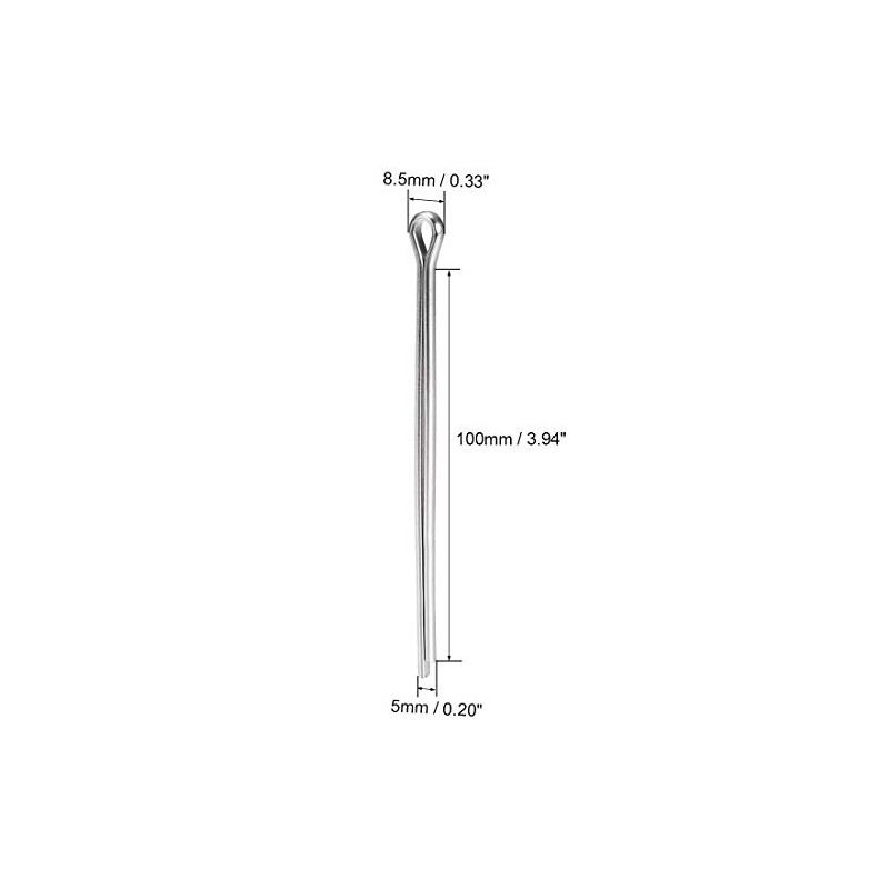 sourcing map Split Cotter Pin - 5mm x 100mm 304