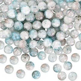 Pack of 100 10 mm Crackle Glass Beads for Crafts Gemstone Beads Round Colourful Bracelet Craft Beads Gemstones with Hole for Jewellery Making and DIY Crafts Decor Earrings