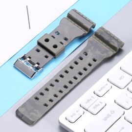 MCXGL 16mm Resin Strap Replacement for casio g shock ga110 ga100 ga120 gd100 g8900 Men's Rubber Watch Band （Includes 2 loops）