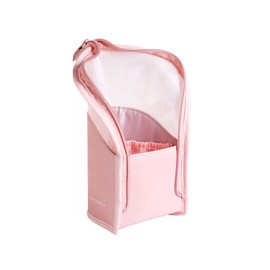 Lyyxjsltd Makeup Brush Bag High Capacity Multifunctional Makeup Brush Organiser Half Clear Portable Travel Makeup Brush Holder Waterproof Standing Zipper Cosmetic Brush Pouch Polyester Makeup Brush