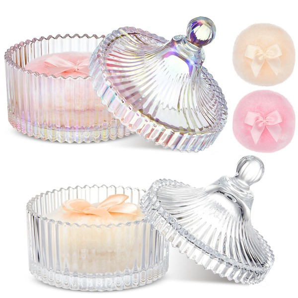 Tioncy 4 Pcs Large Body Powder Puff and Container Extra