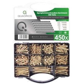 Chipboard Screws Assortment 450 Pieces Assorted Steel Screws Countersunk Screws Wood Screws Self Tapping Universal Screws - DIY, Crafts or Construction