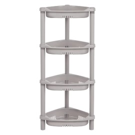 ELYKEN 4 Tier Shower Caddy Organizer Shelf Corner, 14.4 x 11.2 x 31.5 Inches, Rustproof, Plastic Shower Rack Stands for Inside Bathroom, Bathtub, Shower Pan, Grey