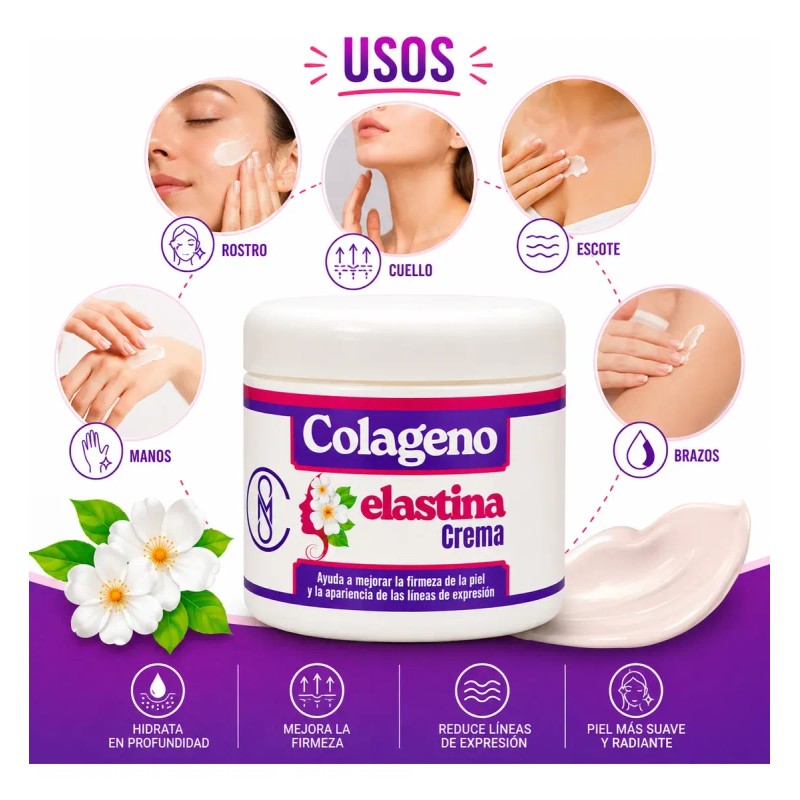 Crema Colágeno Y Elastina Para Reafirmar La Piel Antiarrugas
