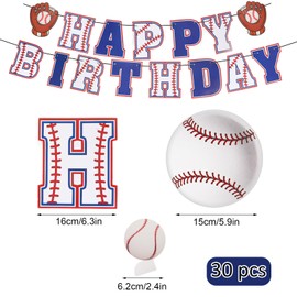 30 Pcs Baseball Birthday Decorations Set Reusable Baseball Themed Party Decorations Include Detachable Baseballs Themed Birthday Party Banners Hanging Swirls Insert Signs Honeycomb Decoration Supplies