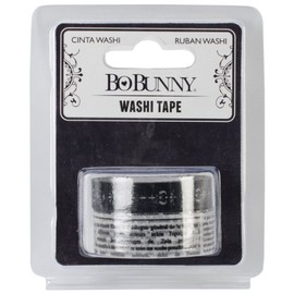 Bo Bunny Washi Tape, 0.625 by 15-Yard and 0.375 by 15-Yard, Black and White, 2-Pack