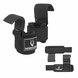 MARKHOR Weight Lifting Hooks, Lifting Hooks for Men/Women, Weightlifting Hooks for Gym, Pull up, Deadlifting, Padded Lifting Wrist Straps 40cm Long Strap