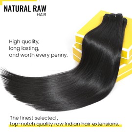 Urbeauty Raw Bundles Human Hair, No Tangle Shedding, Keep Texture Silky Soft after 89 Times Washes, 16A Raw Indian Bundles Triple Lifespan Chemical Free Unprocessed Natural Raw Hair