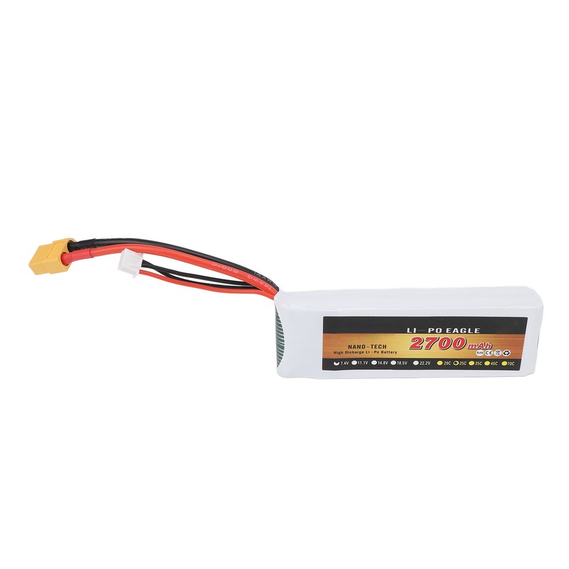 7.4V 2700mAh 2s 25C LiPo Battery Lightweight Long Lasting Use