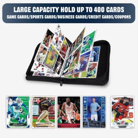 HESPLUS Card Binder 4 Pocket, Trading Card Binder with Sleeves, Baseball Card Binder, Sports Card Binder Collectible Trading Card Albums Fits 400 Cards with 50 Removable Sleeves