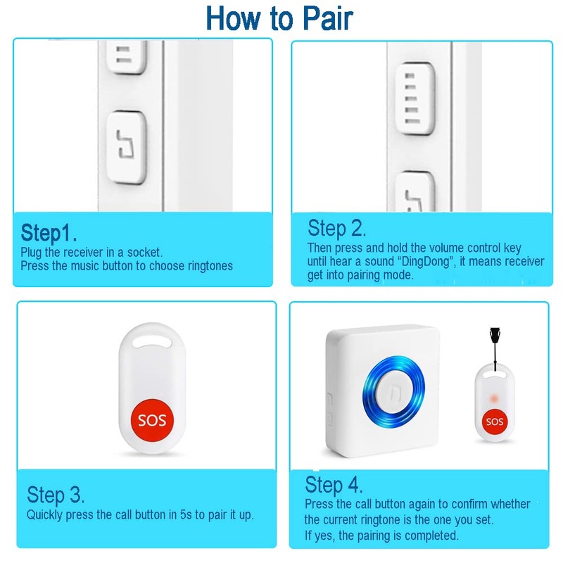 通用 Caregiver Pager Wireless Call Button Nurse Alert System Help
