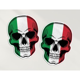 2 x 10cm Italy Skull Stickers - Italian Europe Flag Travel Holiday Pirate Funny Kids Girls Boys Men Women Scrapbook Sticker #82056