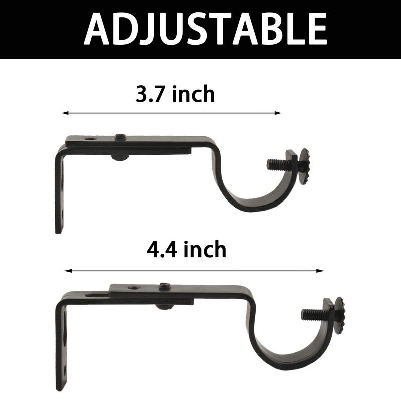 Eau 10 Pieces of Adjustable Black Curtain Rod Brackets, Heavy