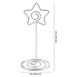ZEONHEI 40 PCS 3.35 Inch Table Number Holders, Silver Metal Place Card Holders, Small Menu Clips Tabletop Number Holder Photo Holders for Wedding Christmas Party Memo, Star-shaped