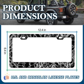 Black Cracked Marble License Plate Frame - Personalise License Plate Holder, Rust-Proof Stainless Steel Auto Parts License Plate Cover Decoration for Standard Us 12x6 Inch