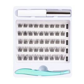 SISILILY Individual Lashes 45 Cluster Lashes C Curl DIY Eyelash Extension Kit at Home Reusable 3D False Eyelashes Natural with Eyelash Glue and Tweezer 10/12/14/15/16mm Length (DM04)