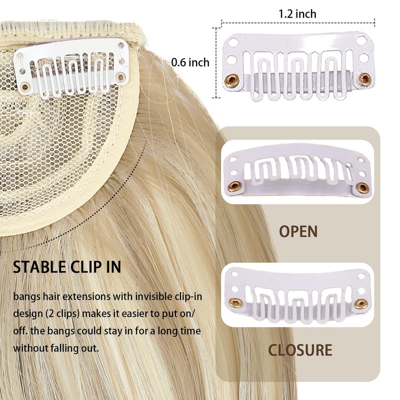 XRACEPHOL Blonde Bangs Clip in Thick Natural Full Front Neat