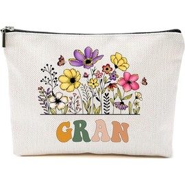 Gran Wildflowers Gifts For Mother's Day Makeup Bags - Gran Flower Gift Bags - Mom Birthday Gifts - Travel Cosmetic Bag For Birthday