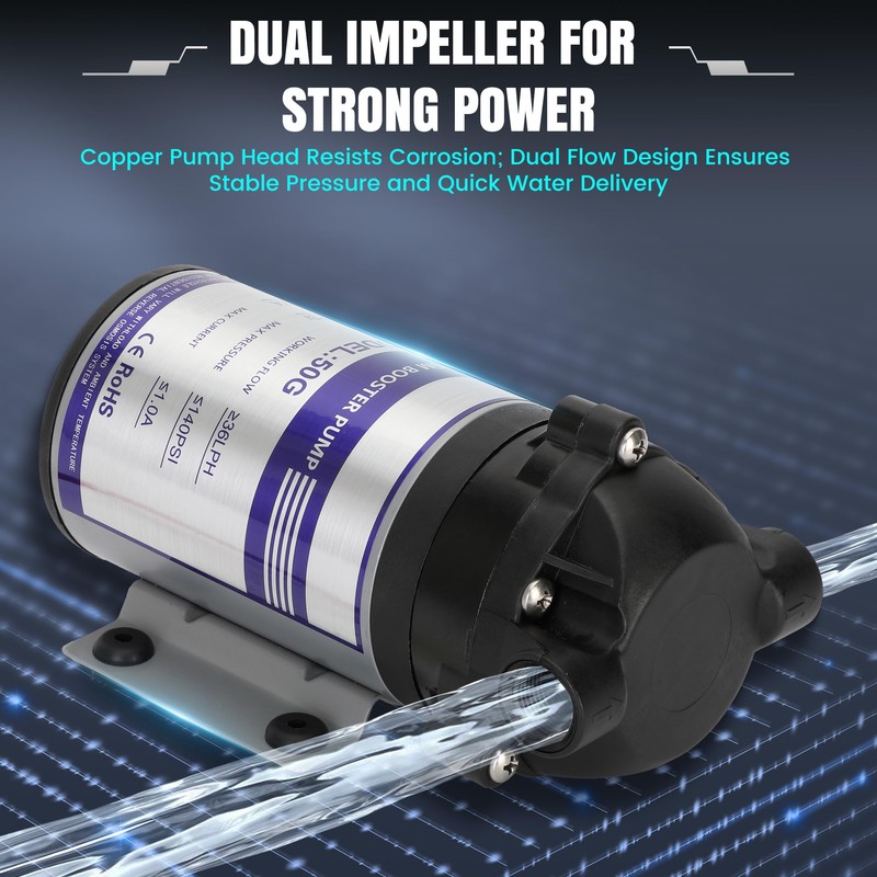 2025 New 50G Reverse Osmosis Booster Pump Kit,Equipped with a