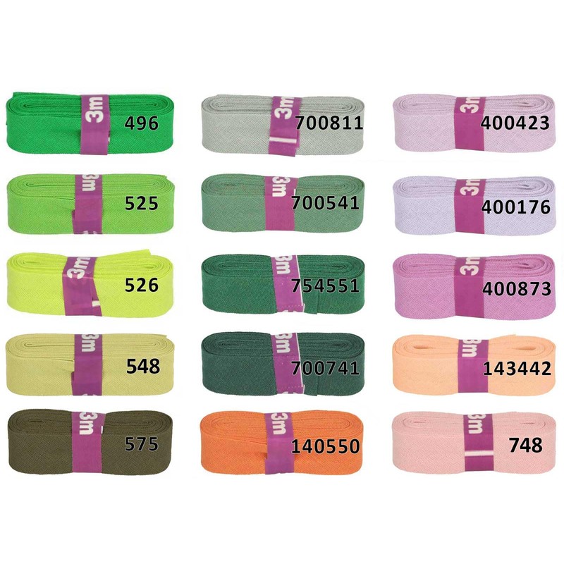 Bias Binding Tape, 3 m x 20 mm, Cotton Folded,