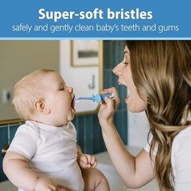 Dr. Brown's cepillo para polvo de dientes de entrenamiento de bebé a niño, suave para los primeros dientes del bebé, elefante azul, sin BPA, 0-3 años
