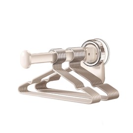 Hanger Organizer Collapsible, Suction Cup Hanger Storage for Laundry Room, Vertical Space Saver with Multi-Use Hooks, Removable and Reusable, for Renters and Small Apartments (White,Single Layer)