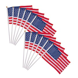 KONTONTY Outdoor American Flag Hand Waving Flags Mini Usa Flags on Sticks Lightweight Easy to Carry for Patriotic Events