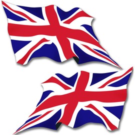 Set of 2: Right and Left Waving Union Jack Flags Sticker (UK British Britain Wave Vinyl Decal for car Truck or Laptop (3 x 5 inch)