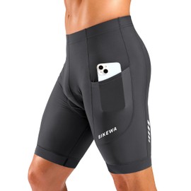 Bikewa Men's Cycling Shorts 7" 4D Padded Bike Shorts for Men Road Biking Bicycle Riding Cycle Biker Phone Pockets(Dark Grey,S)