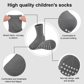 jealkip 6 pack baby socks,toddler socks,cotton crew children's socks,non-slip grip socks,unisex,for toddlers,boys,girls,12-24 Months,(Gray)