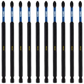 10 x Rennie Tools 150mm Long PH2 Impact Screwdriver Driver Bits Set. Magnetic Phillips No.2 Heavy Duty Impact Driver Bit Set. Extra Long PH2 Bits. Hex Shank. Cross Head. Black Oxide Coating