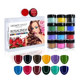 Legacy Nail Acrylic Powder Collections - 12 Colors Professional Nail Art Powder Set Manicure DIY for Dip & Acrylic Nail Extensions (Rosalinda Collection)