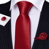 Barry.Wang Red Black Tie for Men Plaid Silk Necktie Pocket