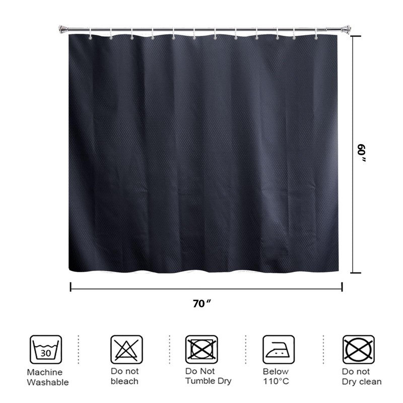YISURE Black Short Shower Curtain for Walkin Tub, Polyester Fabric