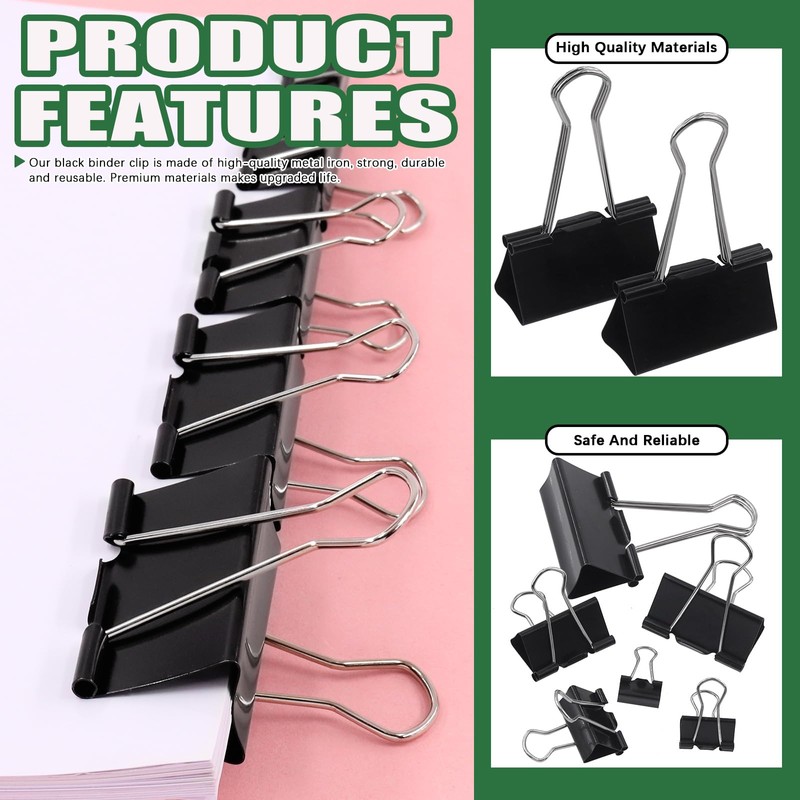 Keadic 350Pcs Silver Paper Clips and Black Binder Clips Assorted